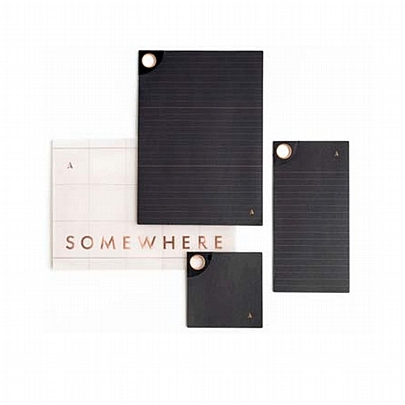 Σετ 3 Μαγνητικά Μπλοκ με Αφαιρούμενα Χαρτάκια - Black - Somewhere