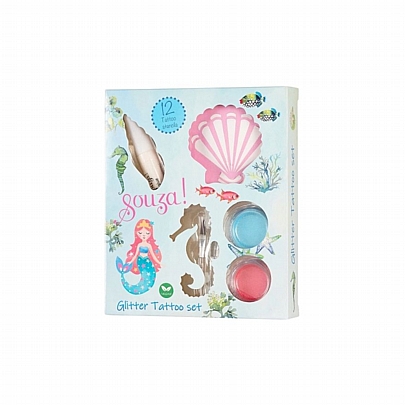 Σετ Μακιγιάζ Glitter Τατουάζ με Στένσιλ - Mermaid - Souza