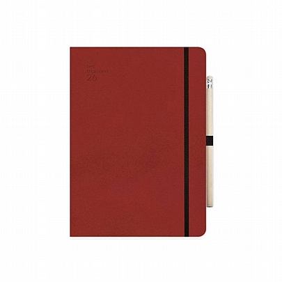 Ημερήσιο Ημερολόγιο με λάστιχο Handy 2026 - Red (12x17) - AdBook