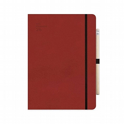 Ημερήσιο Ημερολόγιο με λάστιχο Handy 2026 - Red (14x21) - AdBook