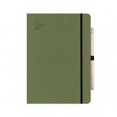 Ημερήσιο Ημερολόγιο με λάστιχο Handy 2026 - Chaki (14x21) - AdBook