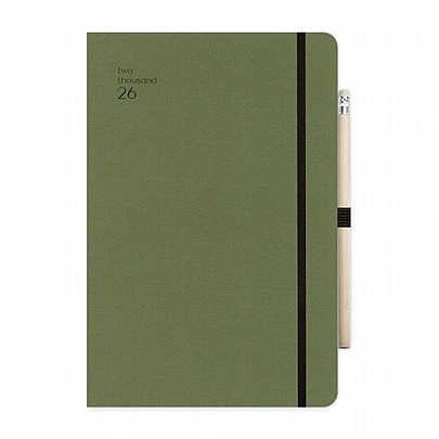 Ημερήσιο Ημερολόγιο με λάστιχο Handy 2026 - Chaki (17x25) - AdBook