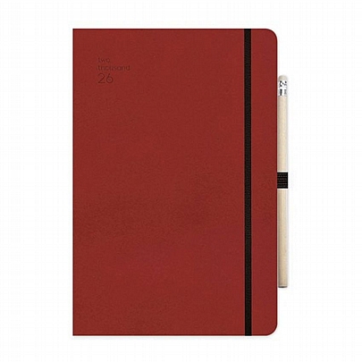 Ημερήσιο Ημερολόγιο με λάστιχο Handy 2026 - Red (17x25) - AdBook