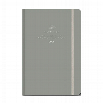 Εβδομαδιαίο Ημερολόγιο με λάστιχο Slow Life 2026 - Grey (17x25) - AdBook