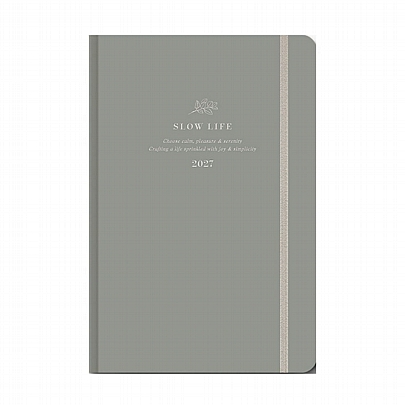 Εβδομαδιαίο Ημερολόγιο με λάστιχο Slow Life 2027 - Light Grey (17x25) - AdBook