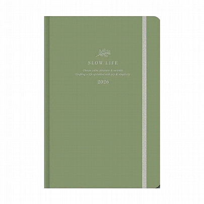 Εβδομαδιαίο Ημερολόγιο με λάστιχο Slow Life 2026 - Light Green (17x25) - AdBook