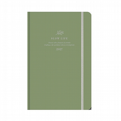 Εβδομαδιαίο Ημερολόγιο με λάστιχο Slow Life 2027 - Light Green (17x25) - AdBook