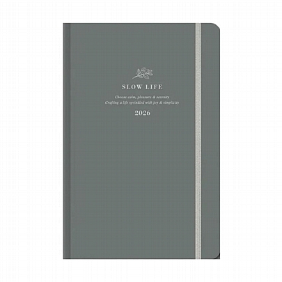 Εβδομαδιαίο Ημερολόγιο με λάστιχο Slow Life 2026 - Charcoal (17x25) - AdBook