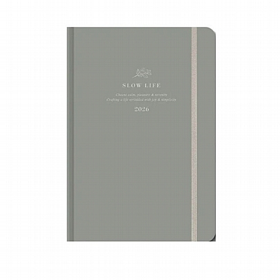 Ημερήσιο Ημερολόγιο με λάστιχο Slow Life 2026 - Grey (14x21) - AdBook