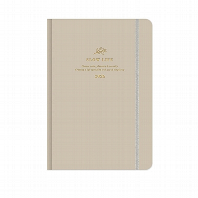 Ημερήσιο Ημερολόγιο με λάστιχο Slow Life 2026 - Vanilla (14x21) - AdBook