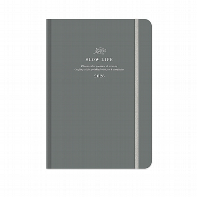 Ημερήσιο Ημερολόγιο με λάστιχο Slow Life 2026 - Charcoal (14x21) - AdBook