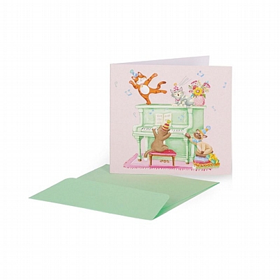 Ευχετήρια κάρτα με Φάκελο - Piano Cats (7x7) - Legami