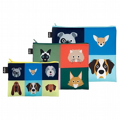 Αδιάβροχες Θήκες Χειρός με Φερμουάρ από Ανακυκλωμένα Υλικά - Cheetham Dogs & Cats (3τμχ.) - Loqi