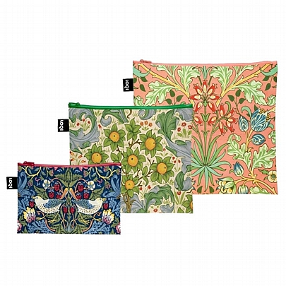 Αδιάβροχες Θήκες Χειρός με Φερμουάρ από Ανακυκλωμένα Υλικά - William Morris (3τμχ.) - Loqi