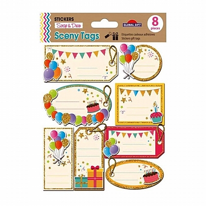 Σετ με Ετικέτες Δώρου 3D - Μπαλόνια (8τμχ.) - Global Gift