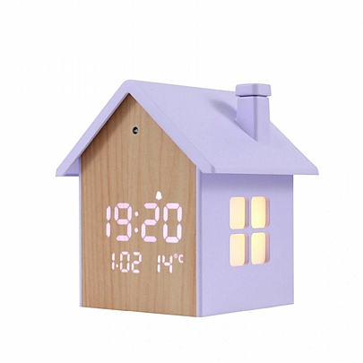 Ξυπνητήρι με LED Οθόνη & Φως Νυκτός - Pastel Purple Birdhouse - iTotal