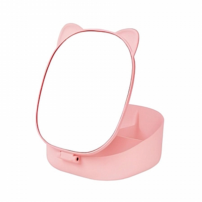Αναδιπλούμενος Καθρέπτης Make Up & Κοσμηματοθήκη - Pastel Pink - iTotal