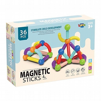 Μαγνητικό Παιχνίδι Κατασκευών με Μαγνητικά Sticks (36τμχ.) - Luna Toys