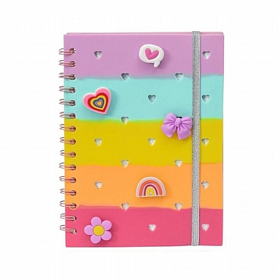 Σημειωματάριο Dotted με Αφρώδες Εξώφυλλο & Κλιπ - Rainbow Heart (14.5x21) - Moses