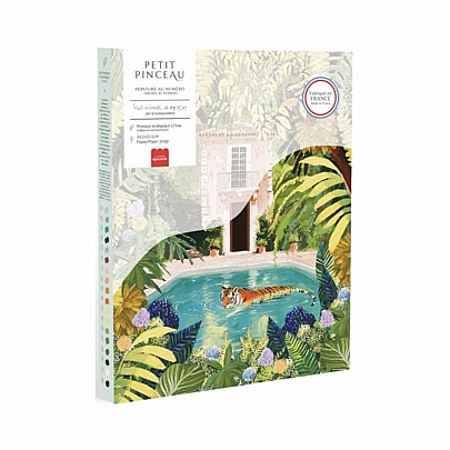 Ζωγραφική με Αριθμούς σε Καμβά - Tiger Relaxing In My Pool - La Petite