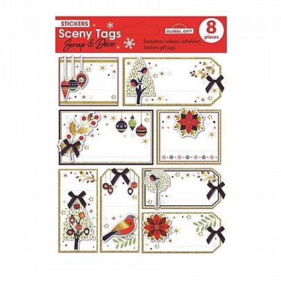 Σετ με Χριστουγεννιάτικες Αυτοκόλλητες Ετικέτες Δώρου 3D - Christmas Decorations (8τμχ.) - Global Gift