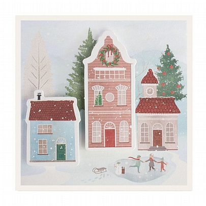 Χριστουγεννιάτικη κάρτα ανάγλυφη με Φάκελο - Snowy Houses (8.5x8) - ArteBene Χριστουγεννιάτικη κάρτα ανάγλυφη με Φάκελο - Snowy Houses (8.5x8) - ArteBene