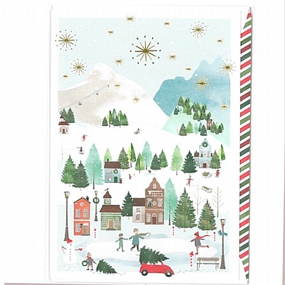 Χριστουγεννιάτικη κάρτα ανάγλυφη με Φάκελο - Christmas Village (17.5x11.5) - ArteBene