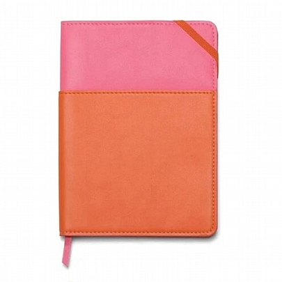 Σημειωματάριο Ριγέ με Θήκη - Vegan Leather Pink & Chili (15x21) - Designworks Ink