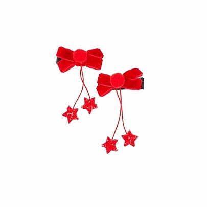 Τσιμπιδάκια Μαλλιών Κροκοδειλάκια Christmas Red Ruby (2τμχ.) - Souza