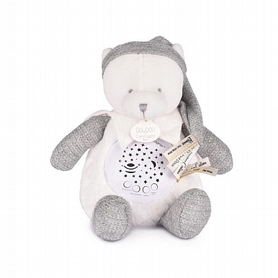 Το Πρώτο μου Μουσικό Φωτάκι Νυκτός - Λούτρινος Προτζέκτορας Γκρι Αρκουδάκι - Doudou & Compagnie