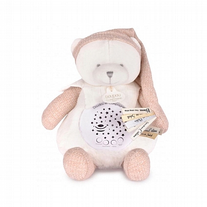 Το Πρώτο μου Μουσικό Φωτάκι Νυκτός - Λούτρινος Προτζέκτορας Ροζέ Αρκουδάκι - Doudou & Compagnie