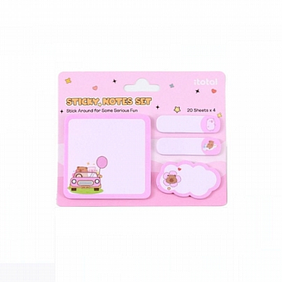 Σετ Αυτοκόλλητων σελιδοδεικτών & Sticky Note - Capybara Pink - iTotal