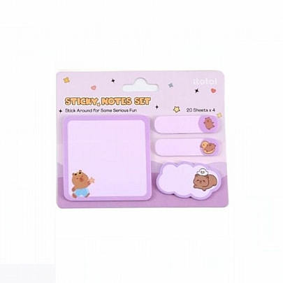 Σετ Αυτοκόλλητων σελιδοδεικτών & Sticky Note - Capybara Purple - iTotal