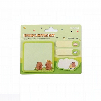 Σετ Αυτοκόλλητων σελιδοδεικτών & Sticky Note - Capybara Green - iTotal