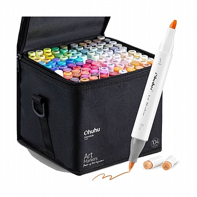 Art Markers: Σετ Μαρκαδόρων Honolulu B Alcohol - Brush & Chisel (104 χρωμάτων+1 Blender) - Ohuhu Art Markers: Σετ Μαρκαδόρων Honolulu B Alcohol - Brush & Chisel (104 χρωμάτων+1 Blender) - Ohuhu