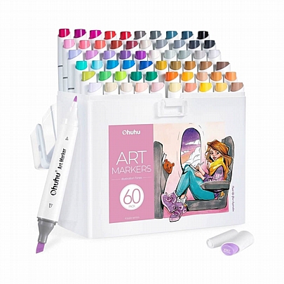 Art Markers: Σετ Μαρκαδόρων Kaala Alcohol - Illustration Tones Slim Chisel & Fine (60 Χρωμάτων+1 Blender) - Ohuhu Art Markers: Σετ Μαρκαδόρων Kaala Alcohol - Illustration Tones Slim Chisel & Fine (60 Χρωμάτων+1 Blender) - Ohuhu