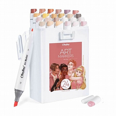 Art Markers: Σετ Μαρκαδόρων Kaala Alcohol - Skin Tones Chisel & Fine (24 Χρωμάτων+1 Blender) - Ohuhu Art Markers: Σετ Μαρκαδόρων Kaala Alcohol - Skin Tones Chisel & Fine (24 Χρωμάτων+1 Blender) - Ohuhu