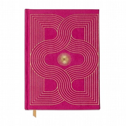 Σημειωματάριο Suede Ριγέ με Σκληρό Εξώφυλλο & Τσέπη - Fuchsia (15x20) - Designworks Ink