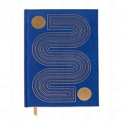 Σημειωματάριο Suede Ριγέ με Σκληρό Εξώφυλλο & Τσέπη - Cobalt (15x20) - Designworks Ink