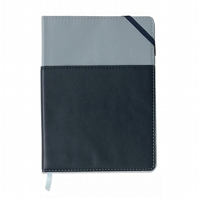 Σημειωματάριο Ριγέ με Θήκη - Vegan Leather Blue & Navy Blue (15x21) - Designworks Ink