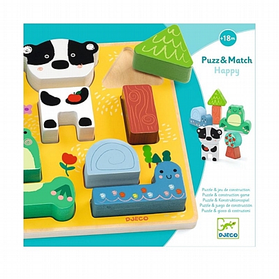 Ξύλινα Σφηνώματα Αντιστοίχισης - Χαρούμενα Ζωάκια - Djeco