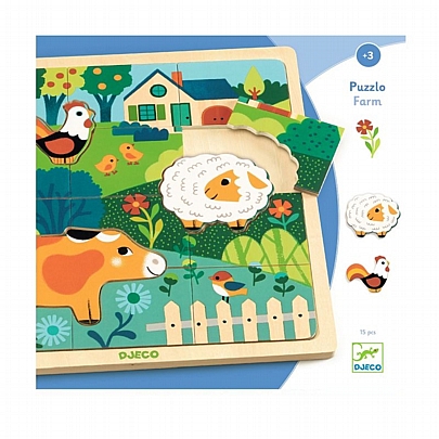 Ξύλινο Παζλ - Φάρμα (12κ.) - Djeco 