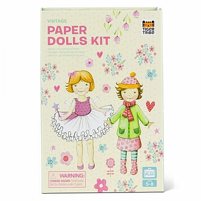 Σετ Κουτί Χρωματίζω τα Ρούχα & Ντύνω τις Κούκλες μου - Vintage Paper Dolls - Tiger Tribe