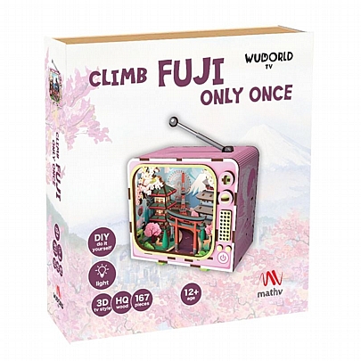 Ξύλινο Παζλ 3D Vintage TV - Climb Fuji Only Once (167κ.) - Mathv