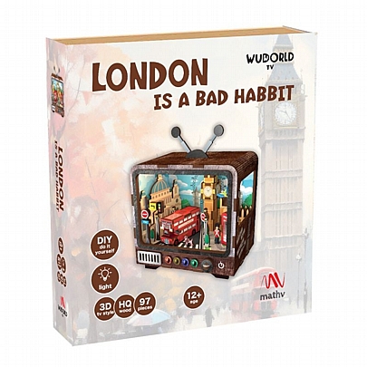 Ξύλινο Παζλ 3D Vintage TV - London Is A Bad Habbit (97κ.) - Mathv
