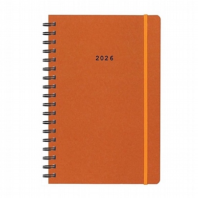Ημερήσιο Ημερολόγιο Σπιράλ με λάστιχο Natural 2026 - Orange (17x25) - Next