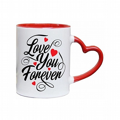 Κούπα κεραμική - Love forever (Χερούλι Καρδία/330ml)