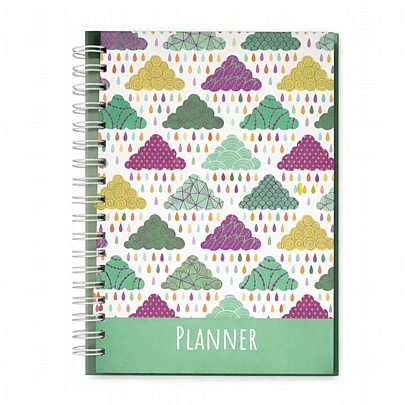 Σημειωματάριο Σπιράλ Planner με Σκληρό εξώφυλλο - Σύννεφα & Σταγόνες Βροχής (17x24εκ.) - Diakakis