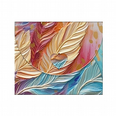 Ευχετήριος Φάκελος-Κάρτα - Colorful Feathers (9x11) - Maniakas