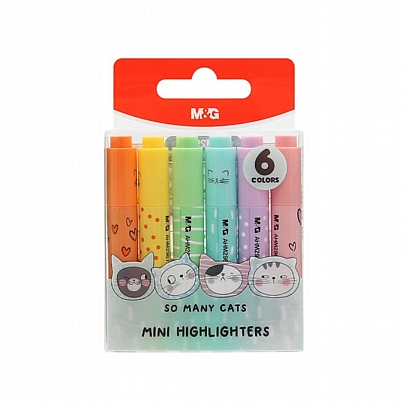 Σετ 6 μαρκαδοράκια υπογραμμίσεως - So Many Cats (6χρώματα) - M&G